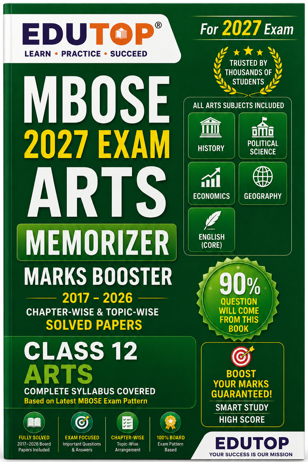 Class 12 Arts Memorizer 2027 | Complete Exam Success Guide | Solved Papers (2017–2026) | Chapter-wise Revision Book